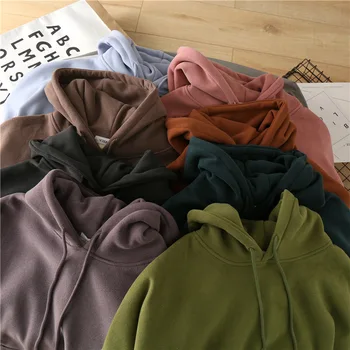

Woolen Hooded Pullover Women's Winter New Korean Loose Fake Two-Piece Brushed and Thick Casual Warm Sweatshirt Jacket