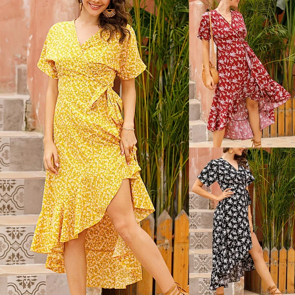 Желтые Вечерние платья женские цветочные обтягивающие Клубные базовые