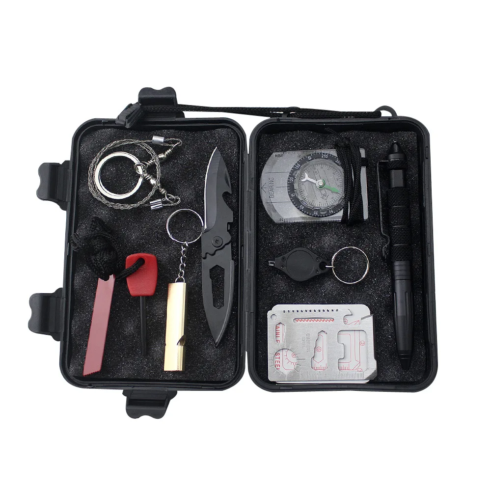

Outdoor Emergency Equipment Multi-functional Portable First Aid Kit Camping Waterproof Survival Solid da huo bang Tool Box Set