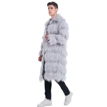 Lanshifei/мужская шуба, Норт, зимняя верхняя одежда из искусственного меха, ветровка, Толстая Шуба, мужская длинная парка, длинные меховые куртки, Брендовые пальто