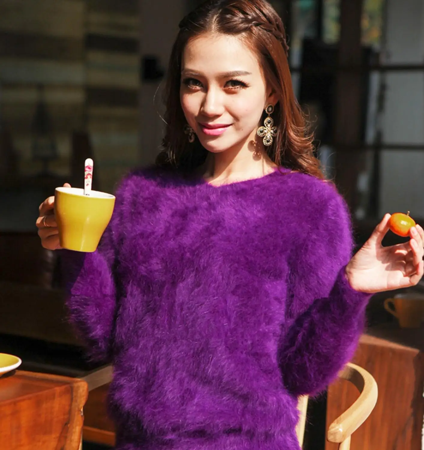 2022 NEW women female small V-neck 100% mink cashmere sweater top pullover for warmth fluffy free shipping JNS005 | Женская одежда