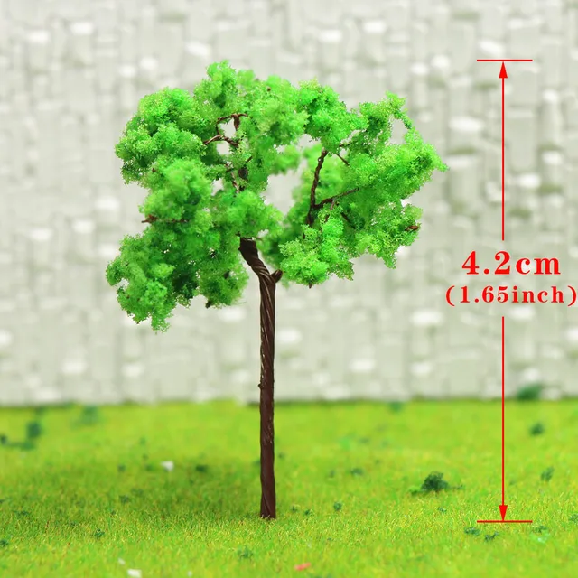 50pcs N Z Gauge Model Train Layout Model Trees Green 1:150 42mm D4524