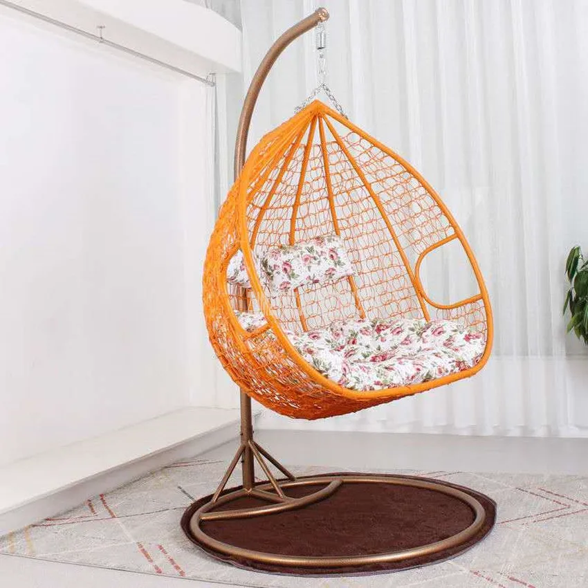 Creative PE Rattan Weave Double Person Seat Swing Hanging Chair With Handrail Home Balcony Living Room Leisure Lazy Lounge Chair