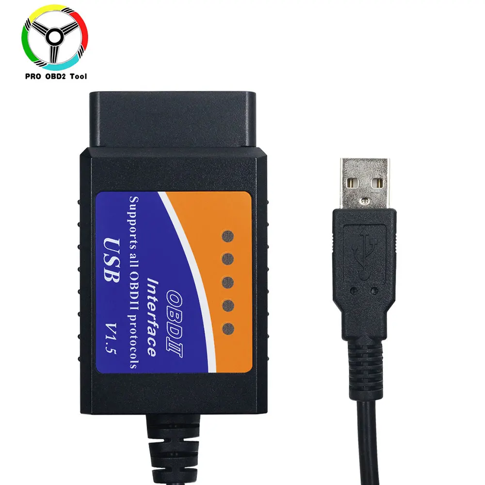 Диагностический кабель ELM327 USB V1.5 чип PIC18F25K80 OBD2 считыватель кодов для большинства