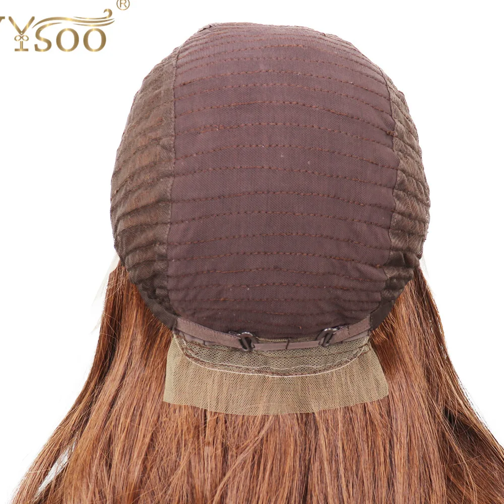 YYsoo длинные#4/30 Выделите японское Futura синтетические кружева спереди Wigs13x6 предварительно сорванные 6 дюймов глубокая часть шелковистые прямые парики Детские волосы