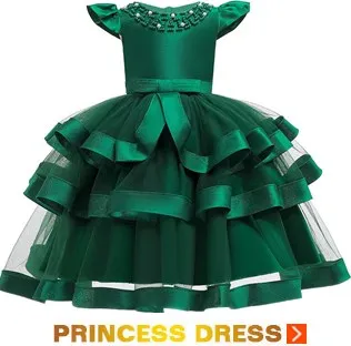 Детское платье Элегантное нарядное платье, украшенное бусинами и цветами, платье принцессы с юбкой-пачкой для маленьких девочек, вечерние платья для маленьких год Рождественская одежда для детей возрастом