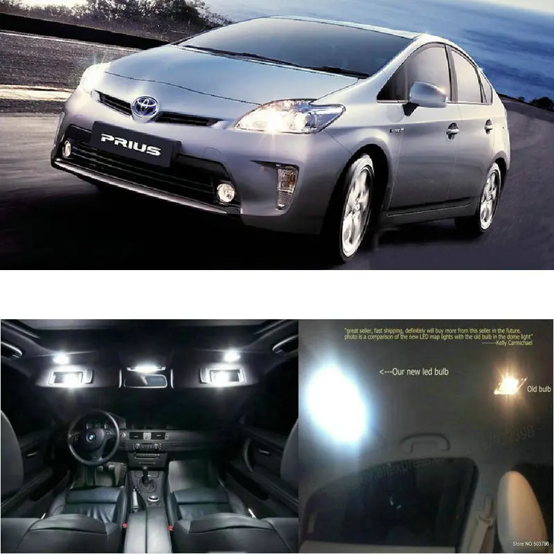 

LED Interior Car Lights For Toyota prius 3th room dome map reading foot door lamp error free 10pc