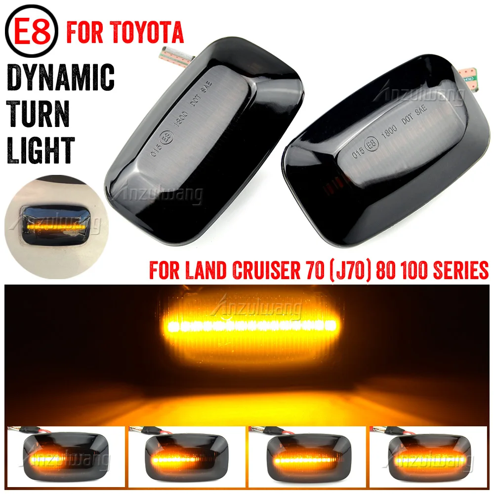 

For Toyota Land Cruiser J70 J80 J100 Series LC70 LC80 LC100 LED Dynamic Turn Signal Side Marker Light Flowing Sequential Lamp