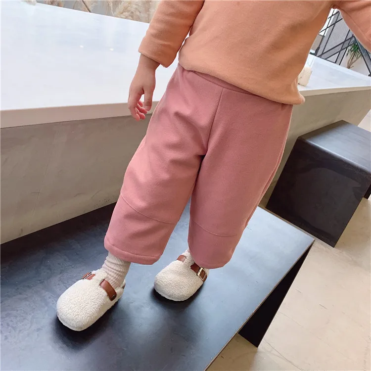 New Stylish Girls Boys Thicken Pants Cotton Autumn Winter Kids Girls Long Pants 1-6 years