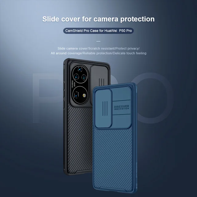 For Huawei P50 Pro Case NILLKIN Camshield Pro Camera Protective Lens Hard Back Soft edge Cover For Huawei P50 Slide Case 2