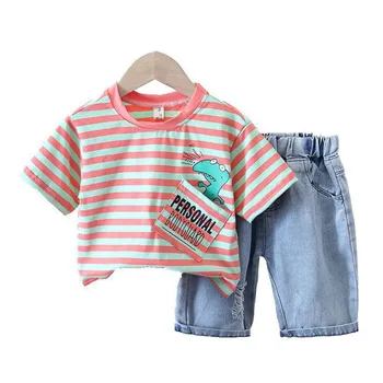 

New Summer Baby Girl Clothes Children Boys Cotton Striped T Shirt Shorts 2Pcs/sets Toddler Fashion Costume Infant Kids Tracksuit