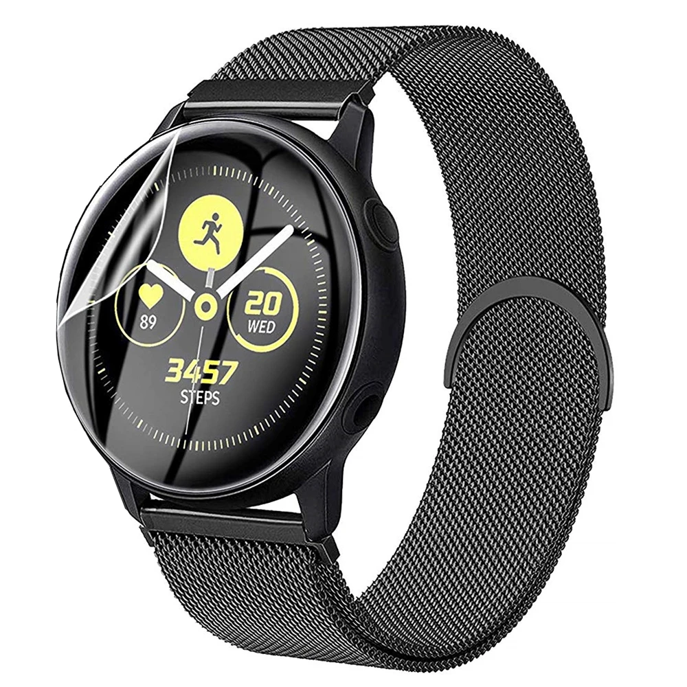 

20mm 22mm TPU Soft Protective Film Cover + band for Samsung Galaxy Watch 46mm Gear S3 Frontier Active 2 strap Mesh Loop Bracelet