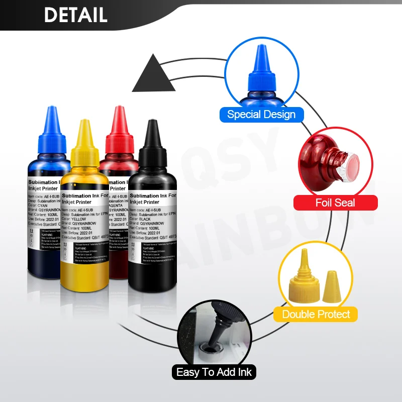 4 Pack Universal Sublimation Ink Heat Transfer Ink For EPSON Inkjet Printer Heat Press Sublimation Used For Mug Cup T-Shirt inkjet printer ink dye ink kit dye ink refill ink refill kit ink cartridge refill kit direct to transfer film ink