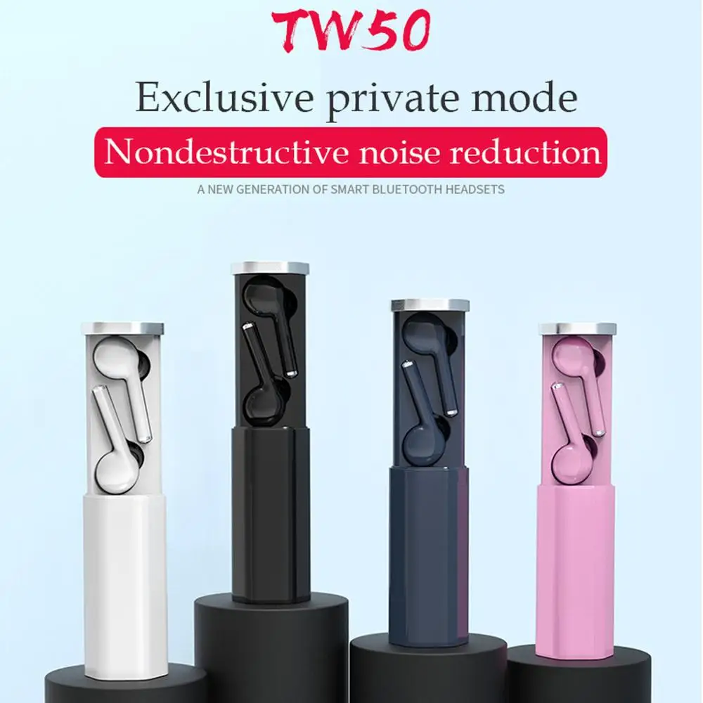 TW50 TWS Bluetooth 5,0, беспроводные наушники, Hi-Fi стерео гарнитура, свободные руки, вызов, спортивные двойные наушники, встроенный HD микрофон для iOS Android