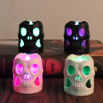 

Mini Halloween LED Candle Light Happy Halloween Skeleton Night Lights Lamp Trick Or Treat Battery Operated Candle