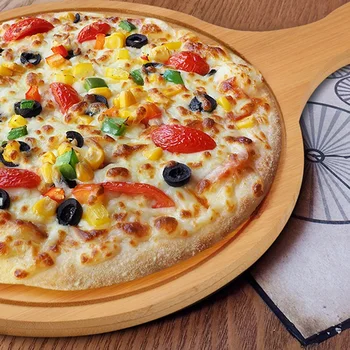 

Wooden Pizza Pan 12 Inch Round Shape Food Tray for Pancake Pie Sushi Steak Serving Tray Cooking Tools