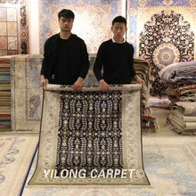 YILONG 4'x6' традиционный ручной работы шелковый ковер синяя антикварная вещь персидские ковры для продажи(SL114B4x6