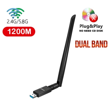 

Wireless wifi USB network card Receiver High Speed 2.4G/5.8G High gain Dual antenna Plug and play support windows xp/win7/win8.1