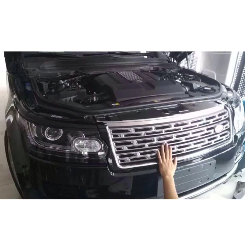 Комплект для Land Rover Range Vogue 2014 2015 2016 серебристый передний бампер с центральной