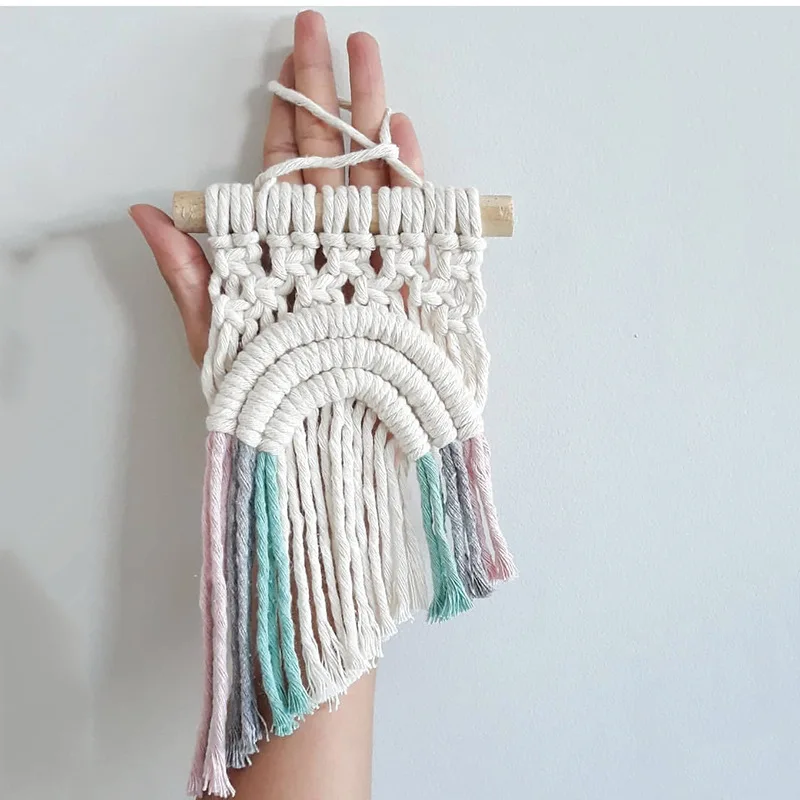 

Mini Tapestry Woven Home Wall Macrame Decor Boho Hanging Rainbow Tapestries Hotel Apartment Dorm Nordic Baby Room Decoration