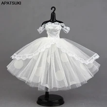 Белое Кружевное короткое платье-пачка ручной работы, платье для куклы Барби, наряды принцессы, вечернее платье, юбка, свадебные платья, аксессуары для кукол