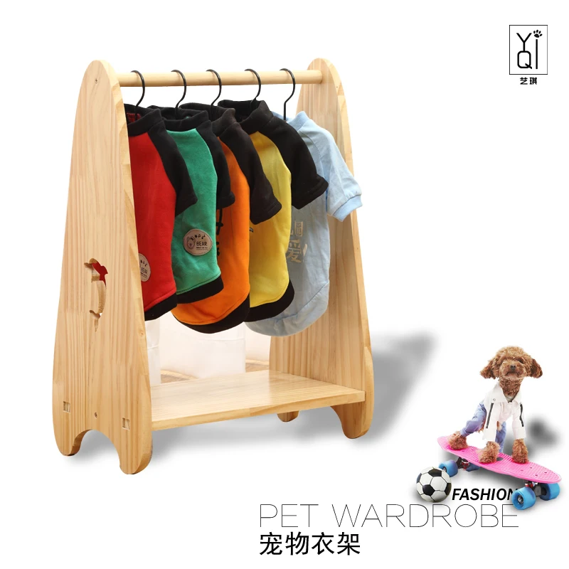 

Pet Wardrobe Hanger Pine Solid Wood Dog Cat Hanger Bed Wardrobe Drying Rack Storage Rack