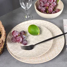 Prato de cerâmica ocidental, utensílio de mesa criativo em estilo ocidental, com disco grande, para comida, bife, salada planas