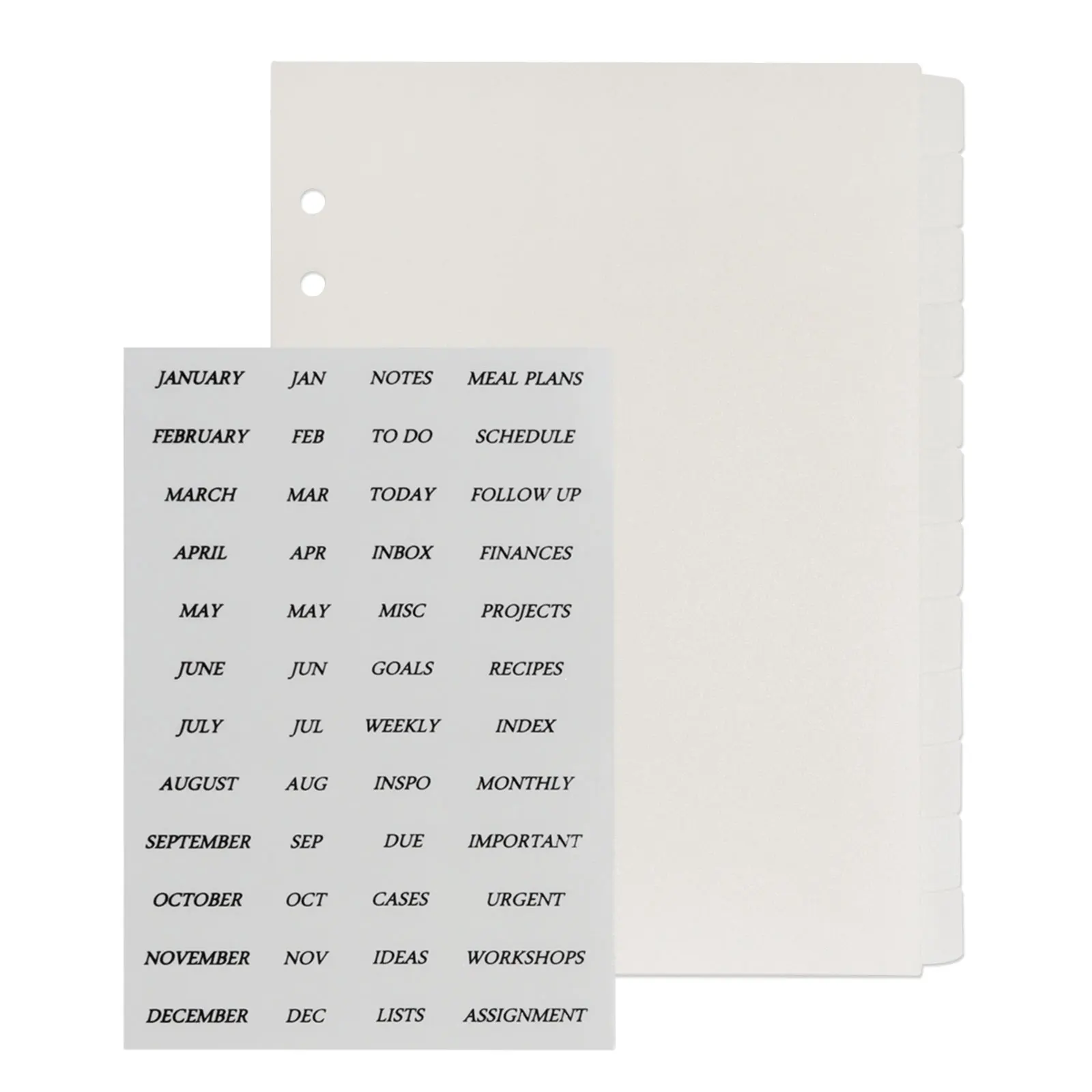 6 Hole A5 Dividers Tabs 12pcs Plain White A5 Plastic Tab Dividers Monthly Planner Clear