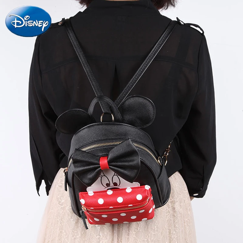 Disney Fashion Ladies Backpacks Boy School-Bag Mickey Mouse Kids Girls Cartoon Bags Casual PU Waterproof Travel Plush Backpack