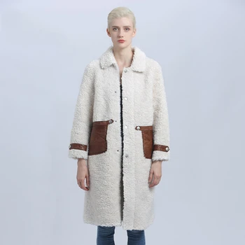 

2020 New Fashion Wool Coat Long Women Jackets Female Turn Down Collar Wool Trench Coats Teddy Ladies Autumn-Winter