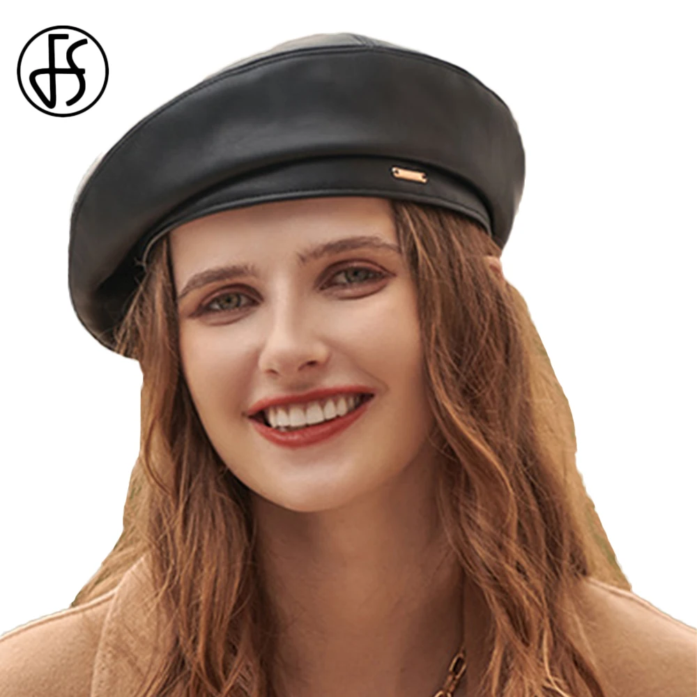 FS 2021 British French Japanese Style Artist PU Leather Berets Hat