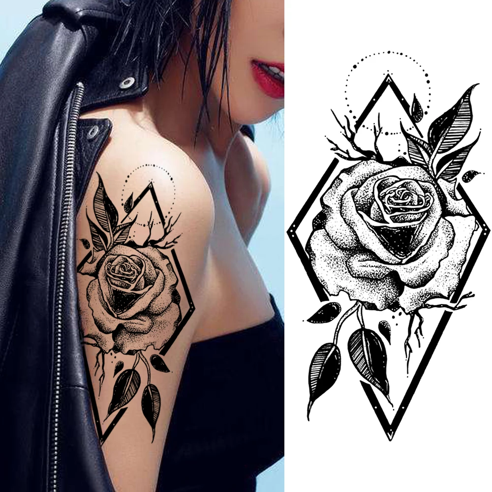 Sketch Flower Geometric Rose Tattoo Sticker Sketches Tattoo Designs Fashion  Waterproof Tatoo Fake Waterproof Tattoo For Girls Temporary Tattoos  AliExpress  Sketch Tattoos Stickers Abstract Stickers Rose Flowers   tkgovba