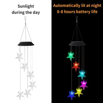

Solar Charging Colorful Changing Wind Chimes 6 LED Straw Hat Lamp Beads Great For Brightening And Embellishing Home And Garden