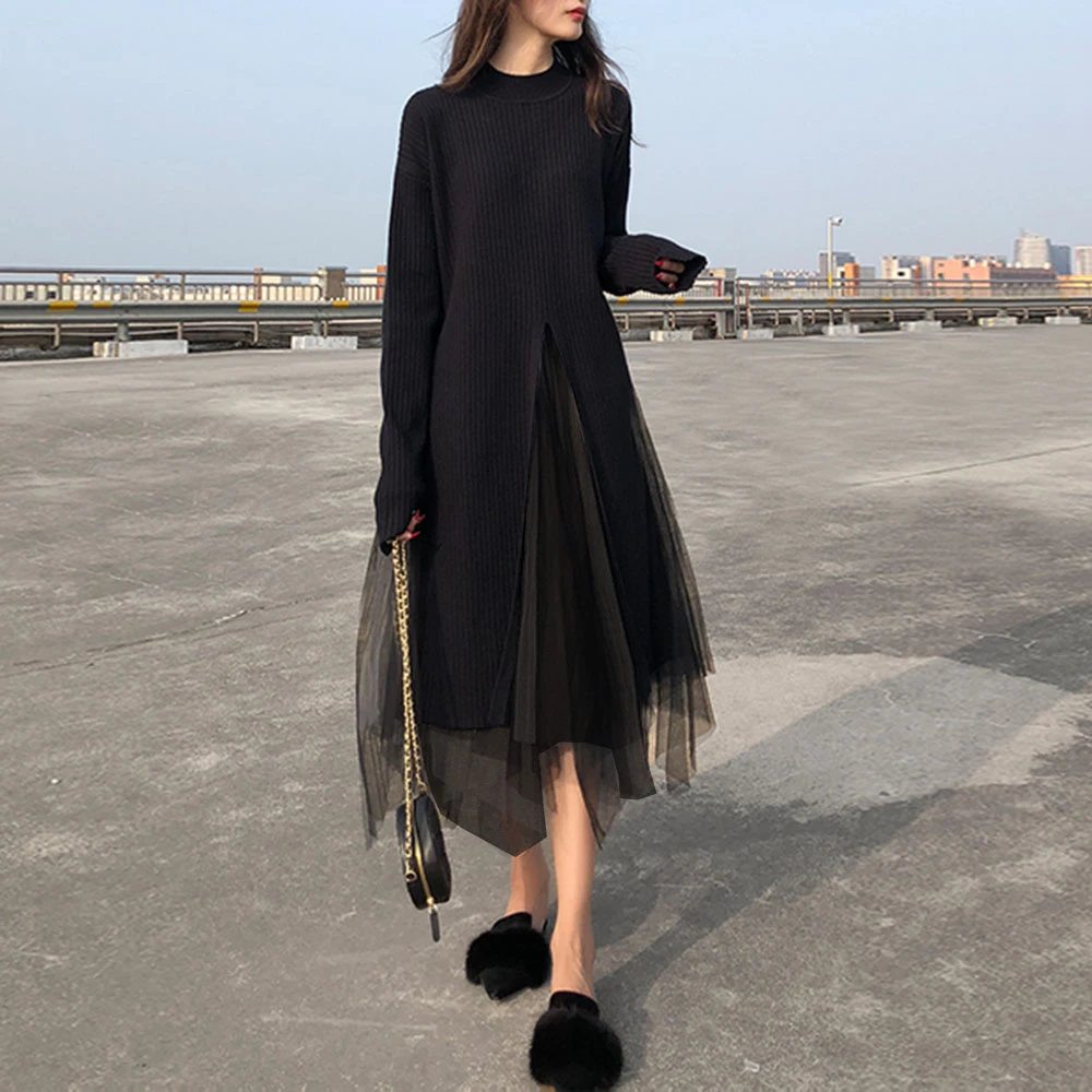 ladies plain black dress
