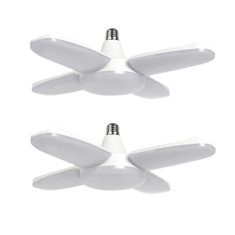 

HLZS-2Pcs 60W LED Garage Shop Work Lights 6000Lm Home Ceiling Fixture Deformable Lamp White Light 170-240V