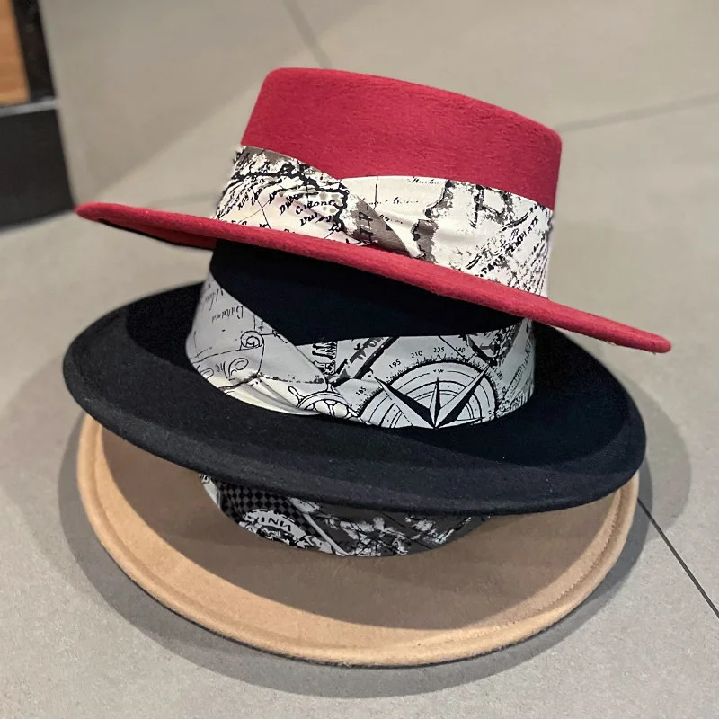 Sombrero de fieltro con banda de cinta de ala ancha para hombre y mujer, gorro de fieltro con Sombrero de fieltro con banda de cinta de ala ancha para hombre y mujer, gorro de fieltro con