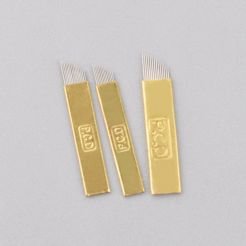 50 шт. резец сверхтвердый PCD 12/14/19 Pin Wenkbrauw тату лезвия мануального татуажа бровей, Naalden Voor 3D Borduurwerk Handleiding машина для татуировки