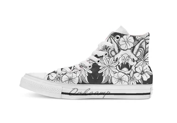 

Happy Floral Bat breathable Casual High Top lace-up Canvas shoes sneakers Drop shipping