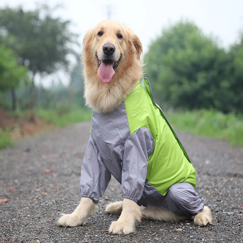 Large Dog Raincoat Clothes Water Windproof Rain Jumpsuit For Big Medium Dogs Golden Retriever Samoyed Outdoor Pet Clothing Coats