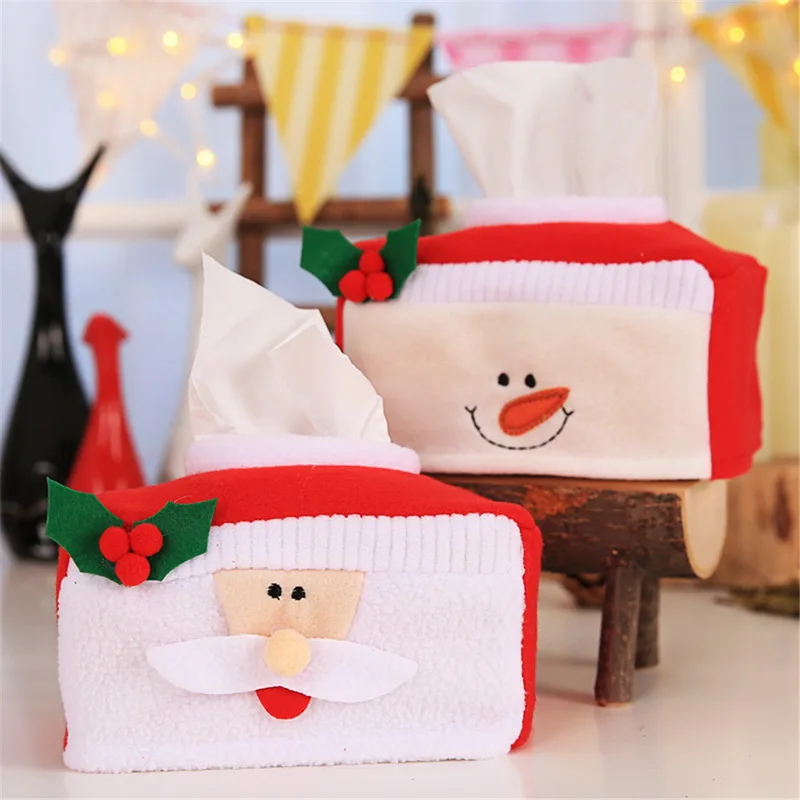 Рождественская бумага коробка держатель для бумажных полотенец украшения для обеденного стола для дома Санта Клаус Снеговик вечерние Новогодние подарки