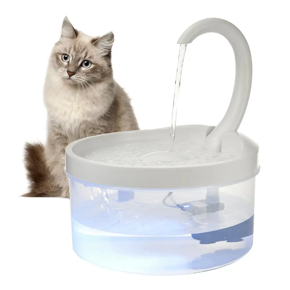 fonte de água do animal de estimação swan pescoço em forma de gato tigela de água dispensador beber automático com luz led pássaro cão bebida tigela