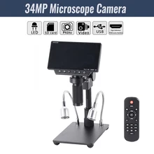 5 дюймов Экран 34MP 4K паяльные камера для микроскопов Промышленный цифровой дисплей электронный микроскоп Лупа 150X линзы с резьбовым соединением типа C