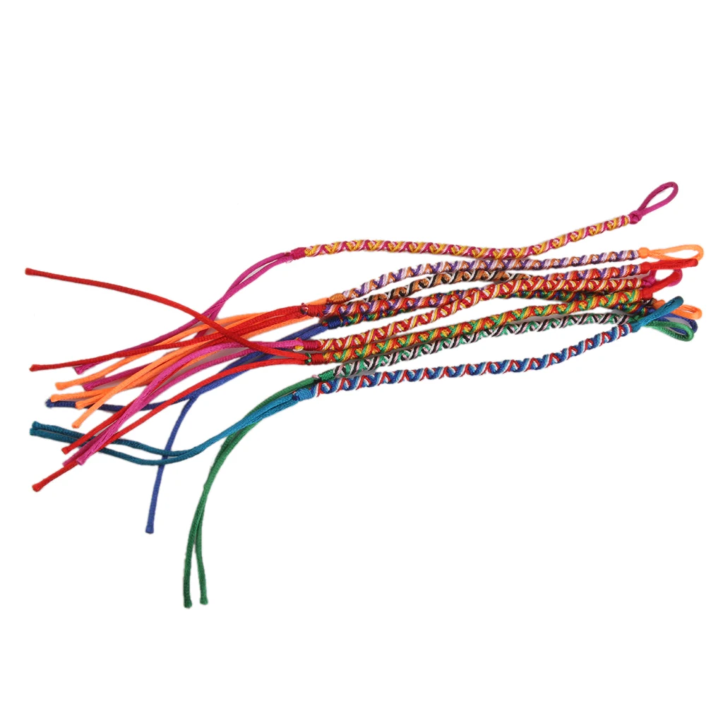 9 Handmade Braid Strands Friendship Cords Hippie Boho Bracelets Anklets Bulk Lot