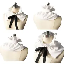 Шифоновый галстук со шнуровкой грибковый край Поддельный Воротник Женская одежда для девочек Рубашка Декор 40JF