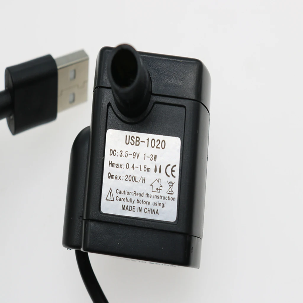 200L/H, 1.5W Submersible Water Pump USB, For Pond, Aquarium, Fish Tank Fountain, Powerful Water Pump with 5.9ft Power Cord