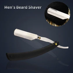 Hot Sale Black Plastic Handle Barber Straight Razor For Men Private Label Logo Shaving Blades Razor