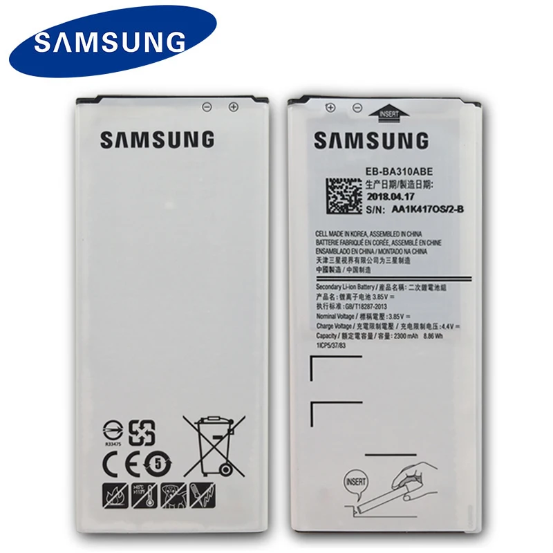 Аккумулятор Samsung EB-BA310ABE для Galaxy A3 2016 A310 A310F A310M A310Y 2300 мА · ч | Мобильные телефоны и