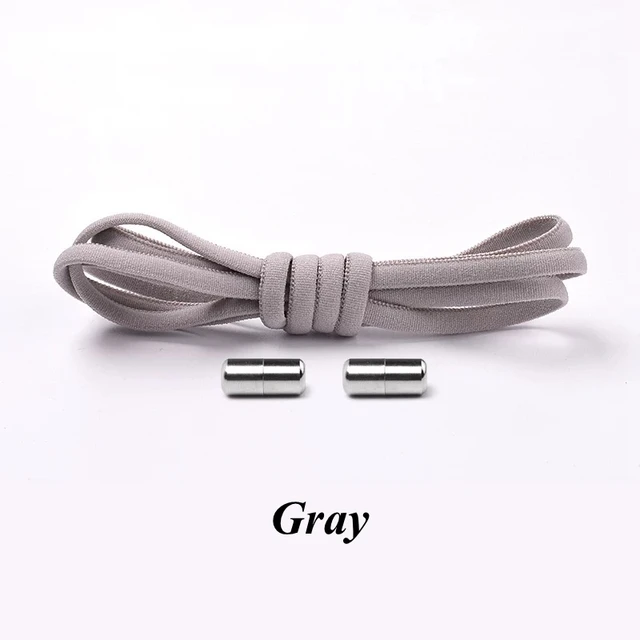 Semicircle No Tie Shoelaces Elastic Shoe laces Sneakers shoelace Metal Lock Lazy Laces for Kids and Adult One size fits all shoe Gray