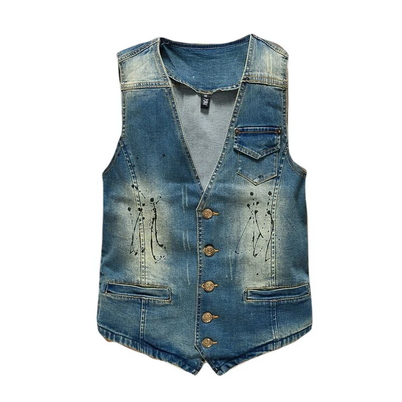 mens denim cut off jacket