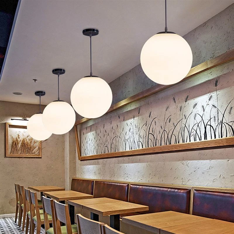 1PC LED Large Glass Hanging Globe Pendant Light White Glass Lamp Shade 15CM Dia. 1PC LED Large Glass Hanging Globe Pendant Light White Glass Lamp Shade 15CM Dia.
